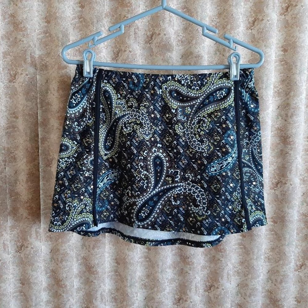 Athleta size Medium mini skirt dark paisley print